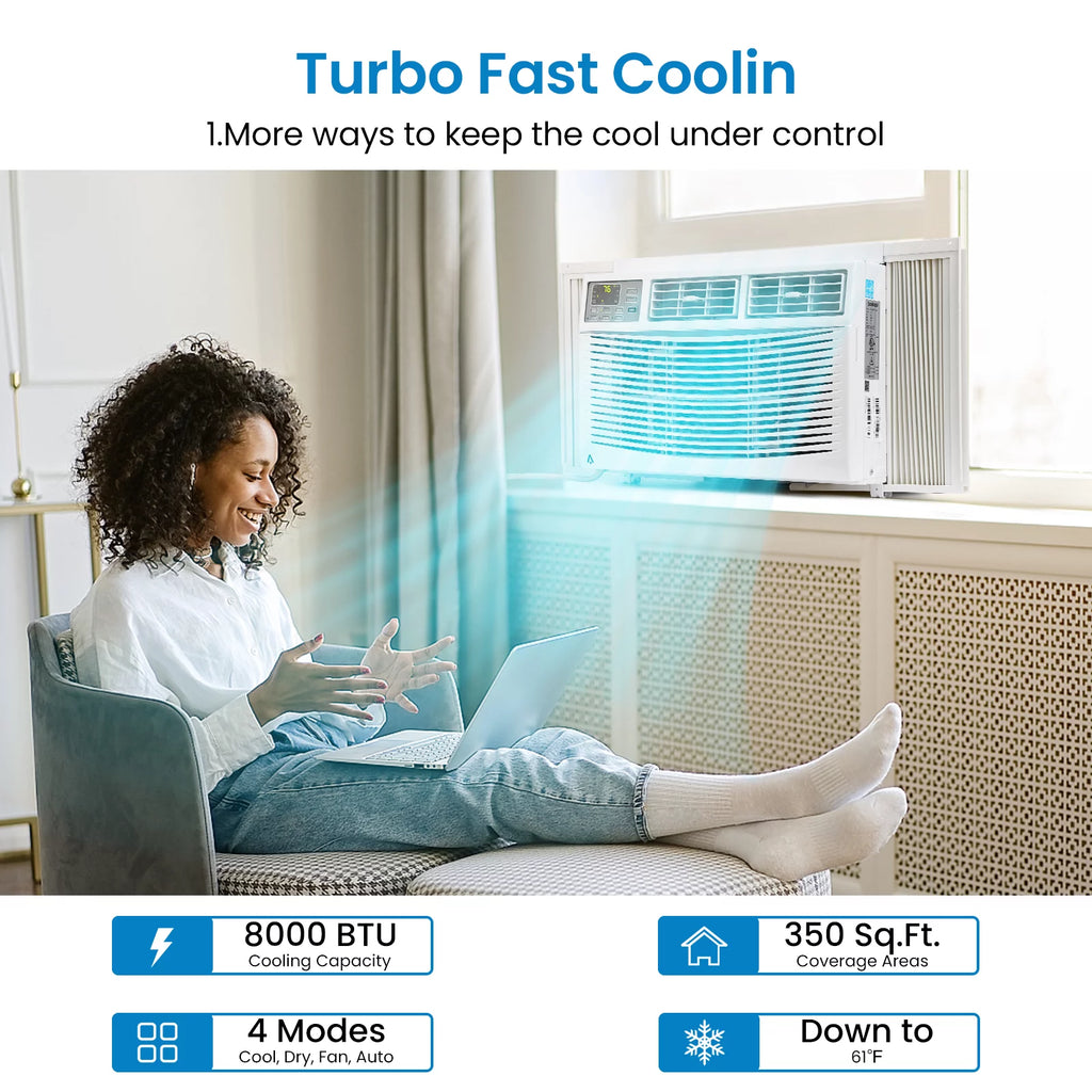 8,000 BTU Window-Mounted Air Conditioner with Remote/App Control Z532726