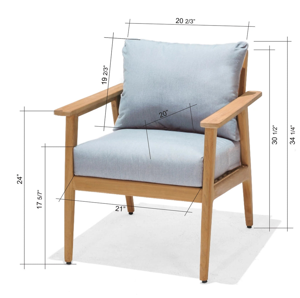 Teak Patio Armchair With Olefin Cushion M7200