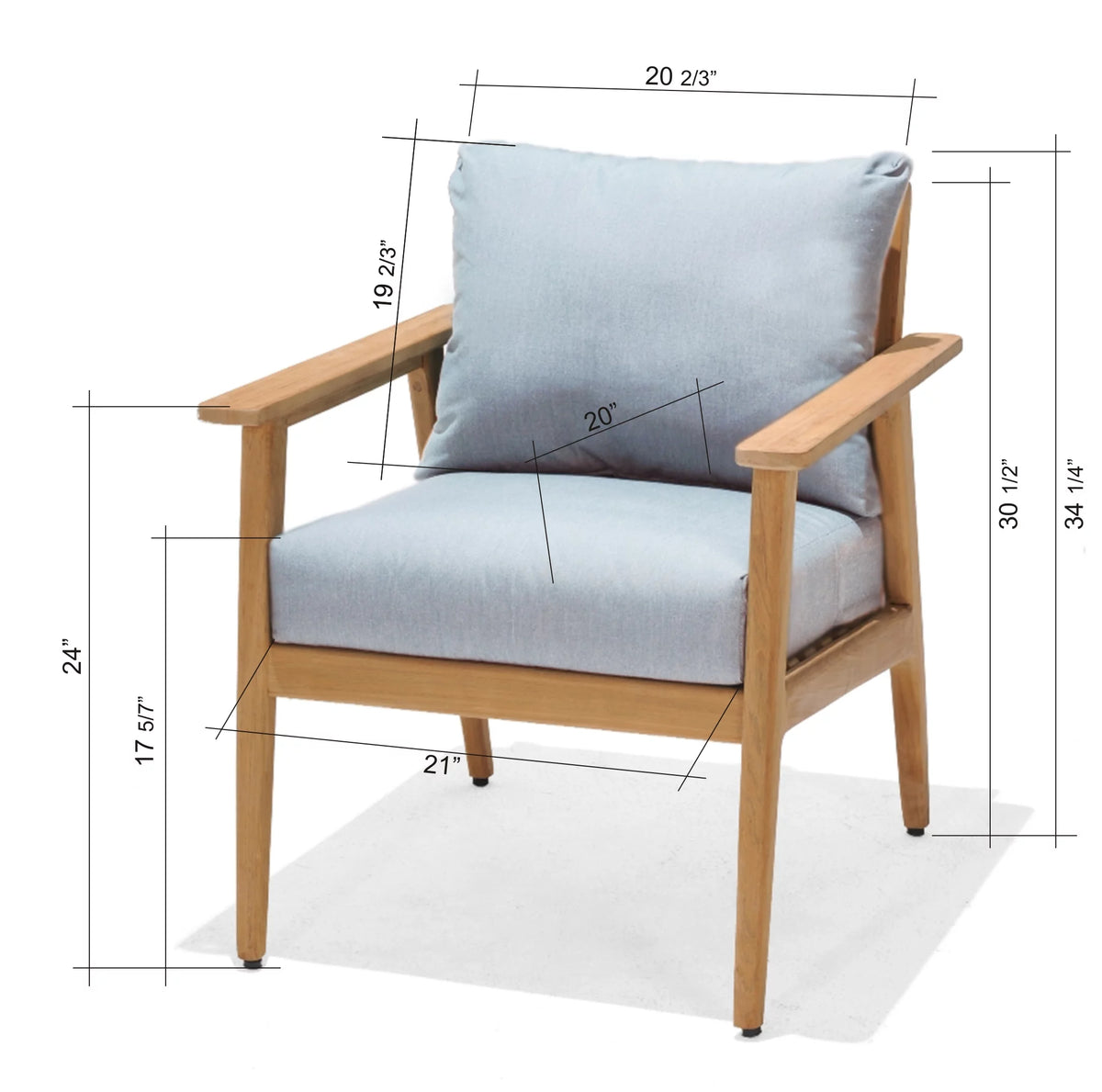 Teak Patio Armchair With Olefin Cushion M7200