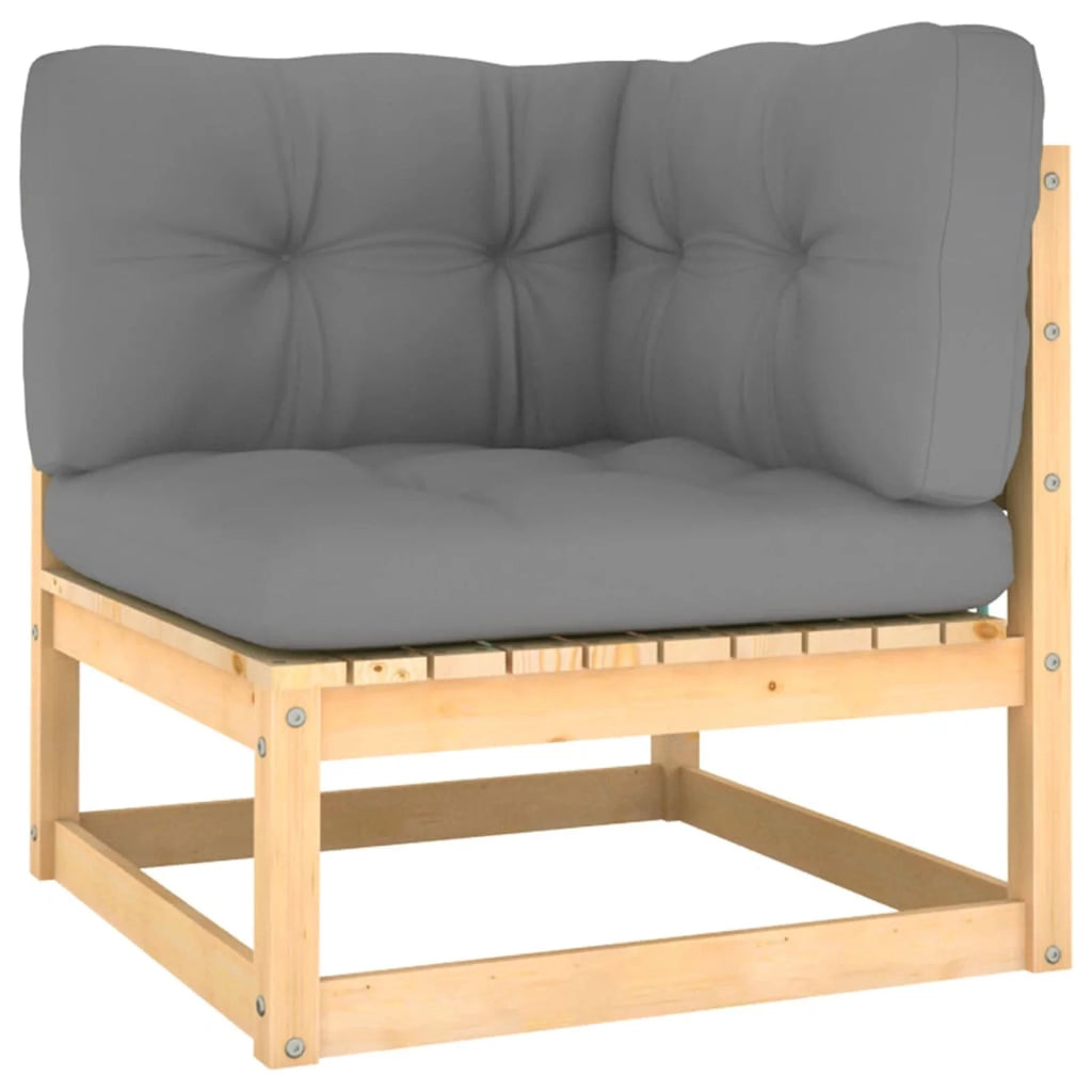 6 Piece Wooden Patio Lounge Set with Gray Cushion R1216