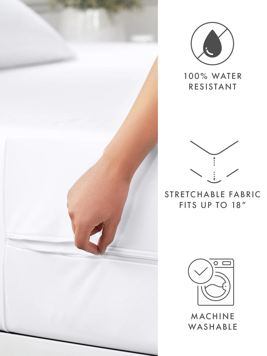 White Fitted Waterproof King Size Mattress Protector S20788