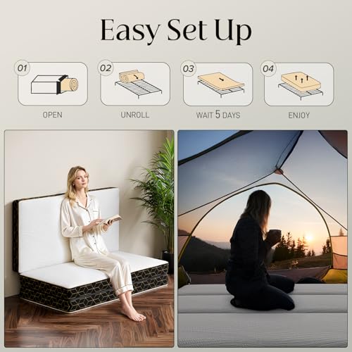 6 Inch Queen Memory Foam Tri-Fold Mattress with Washable Cover B249653