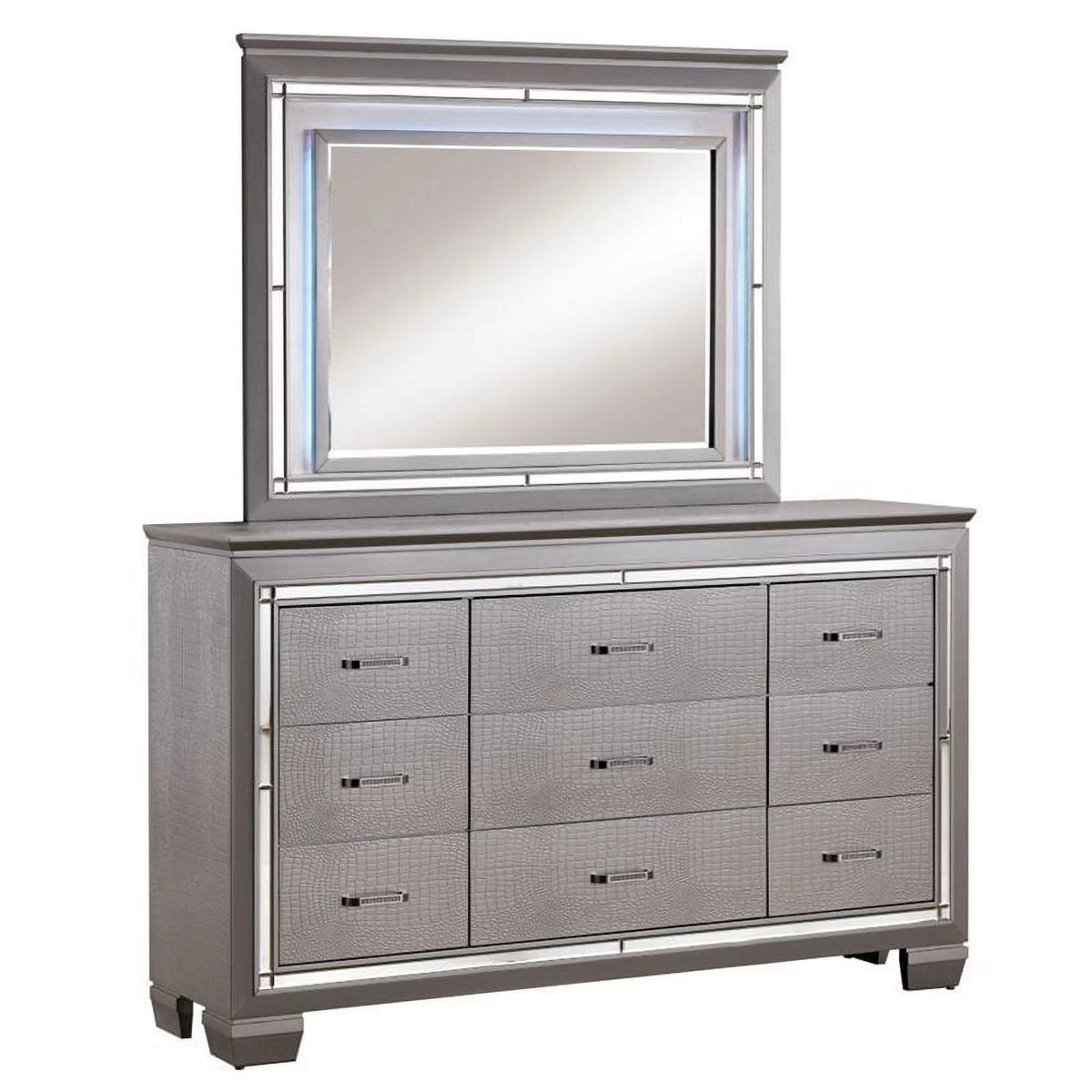 9 Drawer LED Dresser and Mirror Set M408