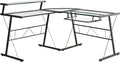 L-Shaped Corner Computer Desk with Shelf Black Frame Y87119