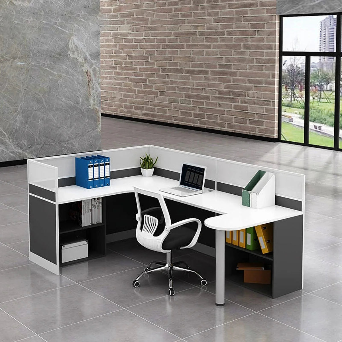 Creative Designer Screen Workstation Office Desk and Chair Y55704
