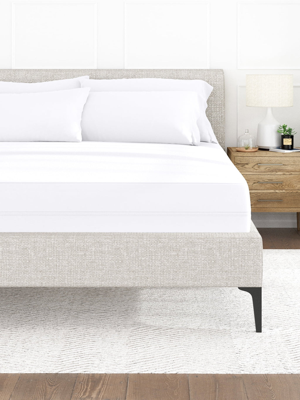 White Fitted Waterproof King Size Mattress Protector S20788