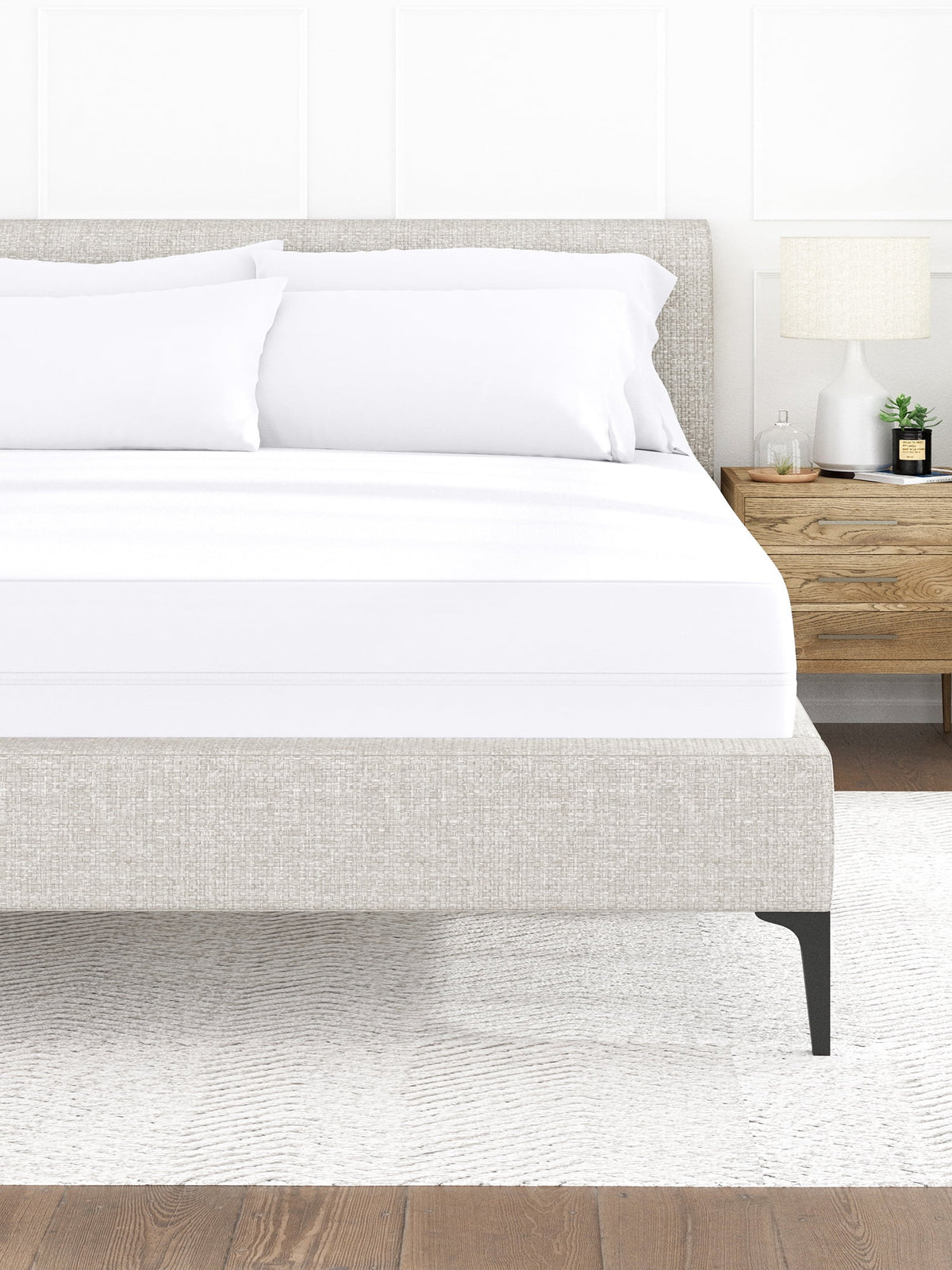 White Fitted Waterproof King Size Mattress Protector S20788