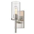 1 Light Pewter Wall Sconce with Ribbed Clear Glass H7350