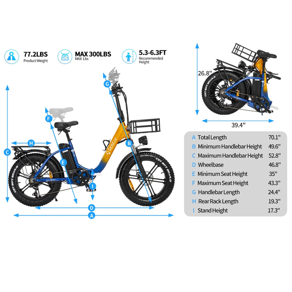 1000W 48V 15Ah Fat Tire Folding Electric Bike A692007