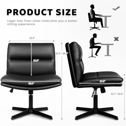 Armless High-Back Wide Seat Office Desk Chair D494525