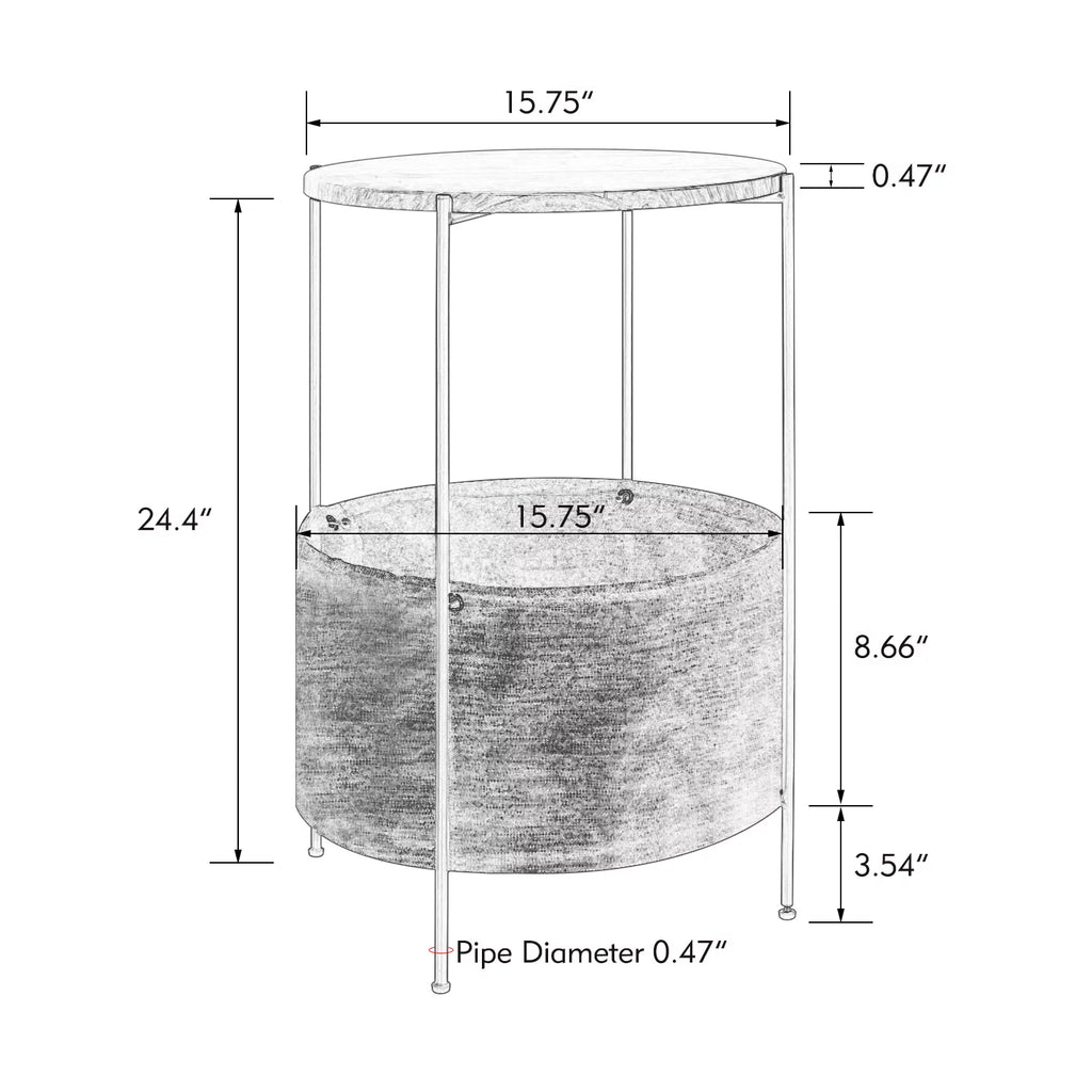Round Wood Bedside Table with Storage Basket X667257