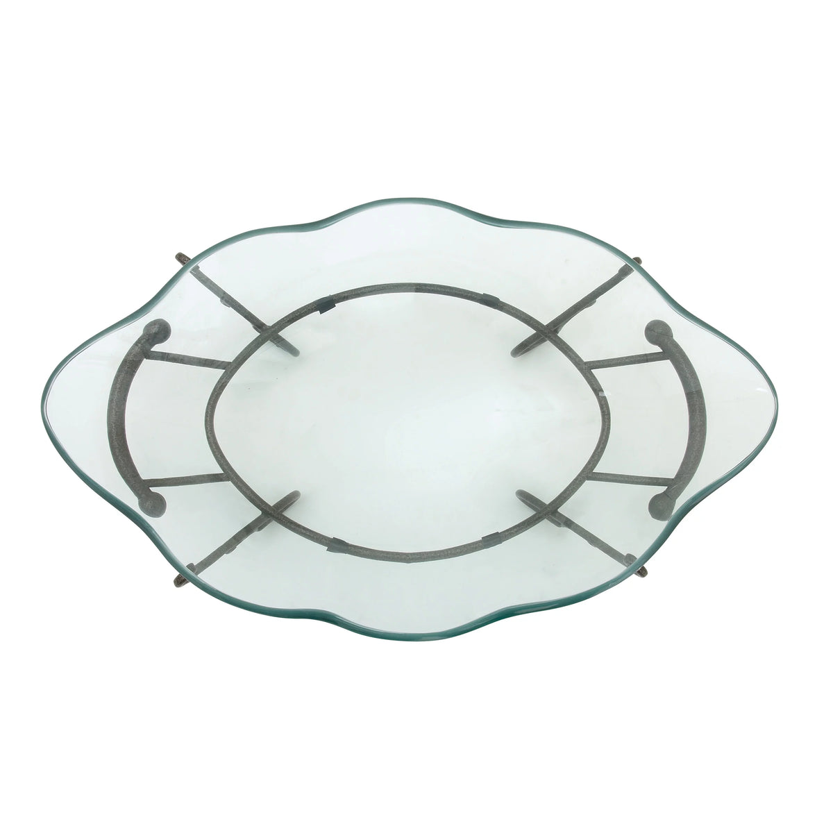 Clear Tempered Glass Serving Bowl with Metal Base G2898
