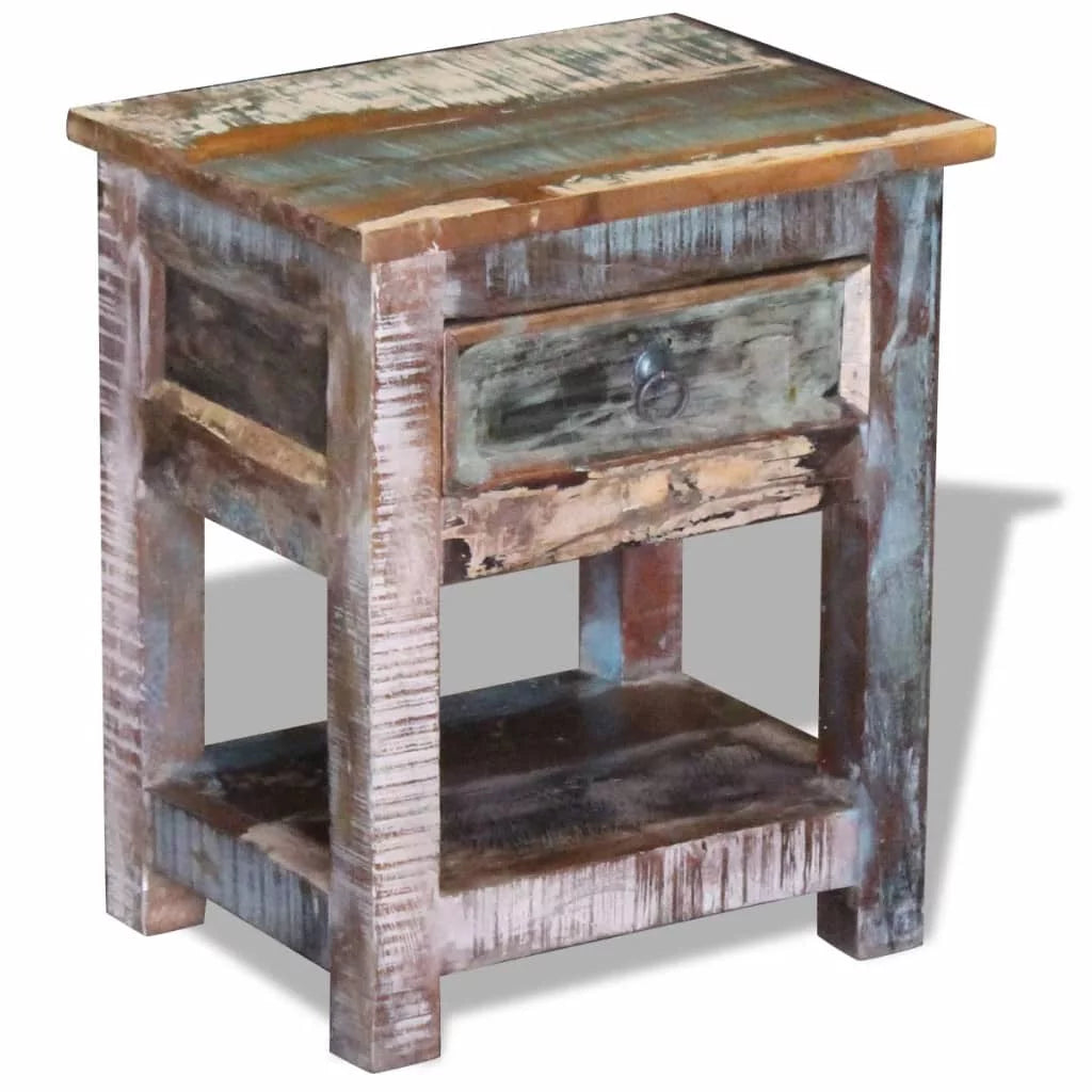 Solid Reclaimed Wood Side Table with 1 Drawer P743