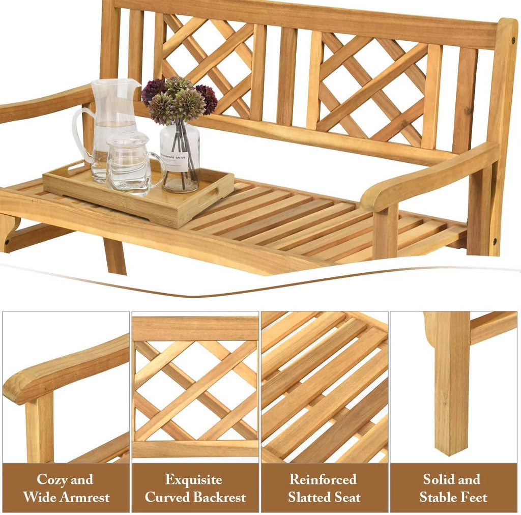 4 Ft Teak Acacia Wooden Patio Bench U34983