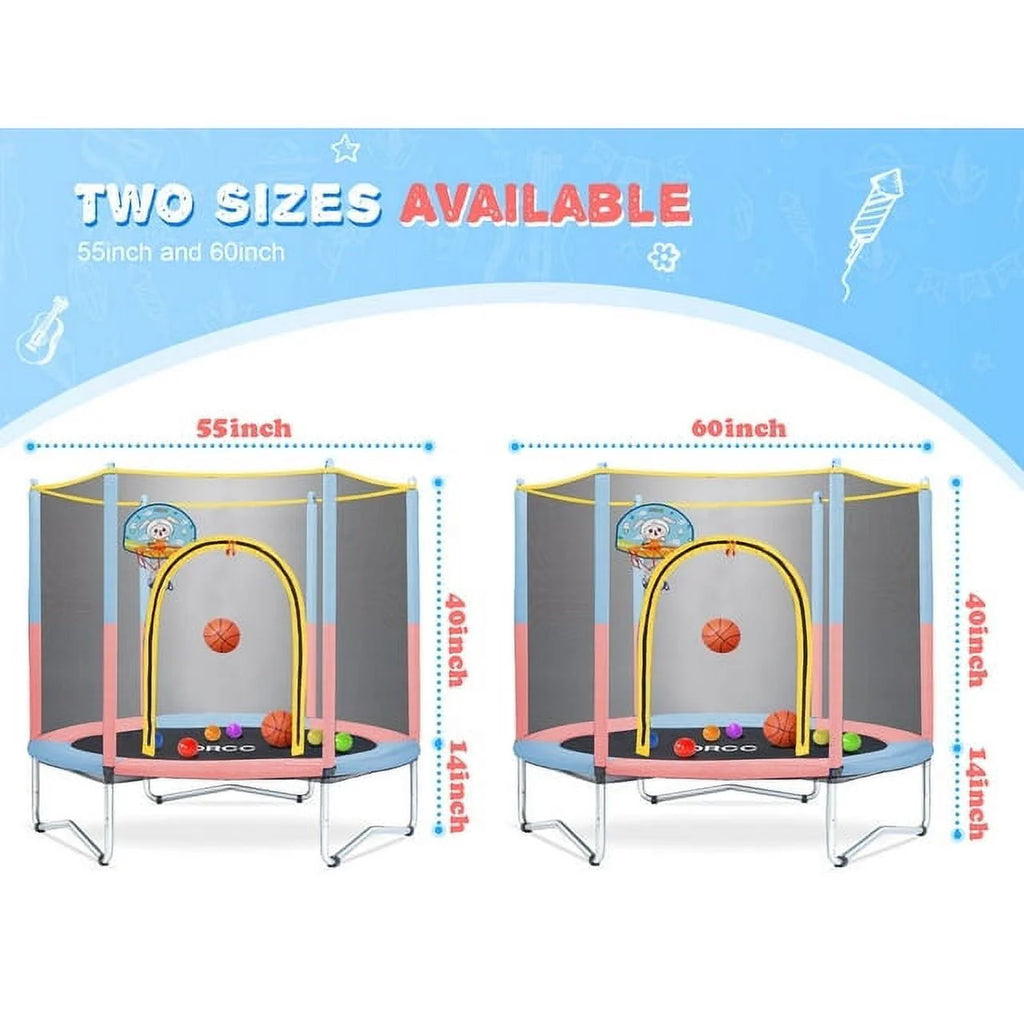 Kids Trampoline with Safety Enclosure and Steel Frame V370