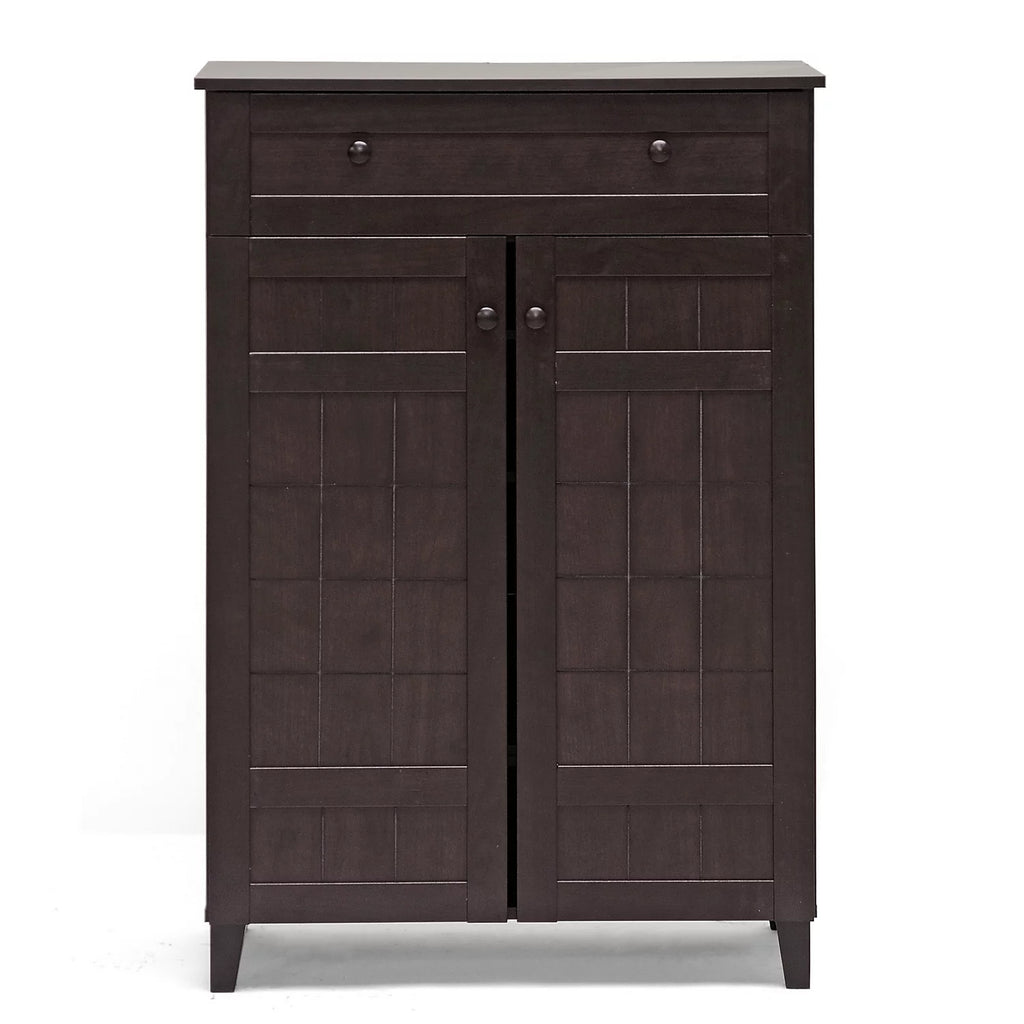 Dark Brown Wood Shoe Cabinet Q392566