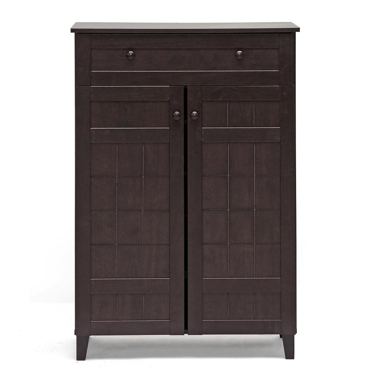 Dark Brown Wood Shoe Cabinet Q392566