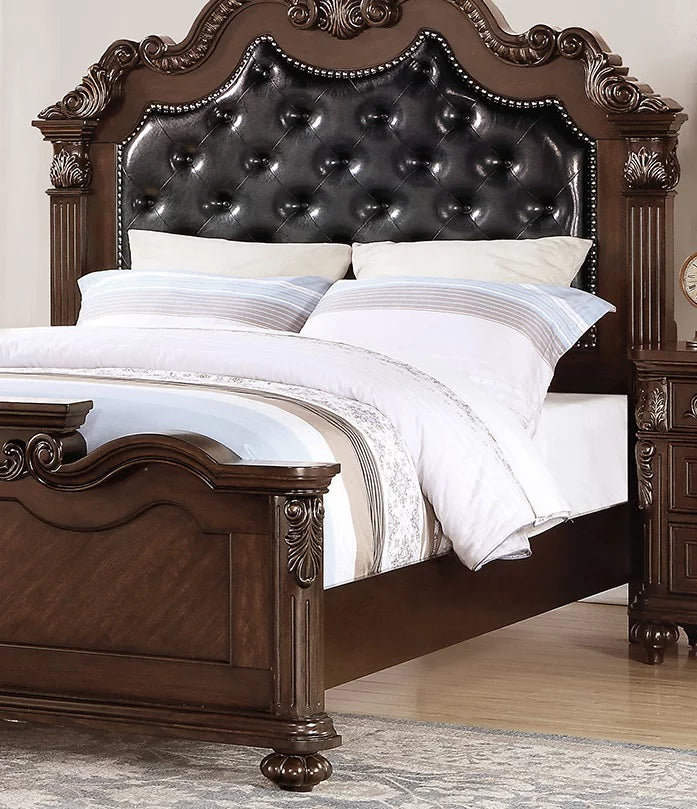 4pcs Eastern King Bed Dresser Mirror Nightstand R6626
