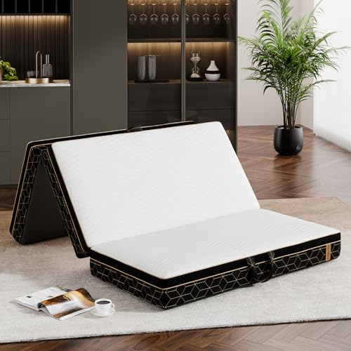 6 Inch Queen Memory Foam Tri-Fold Mattress with Washable Cover B249653