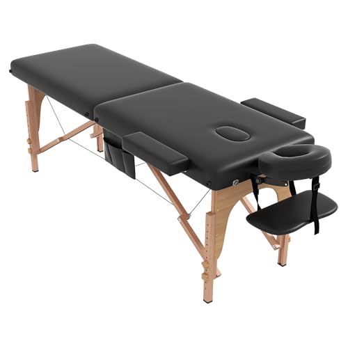 Portable 2 Section Foldable Massage Table Black T398