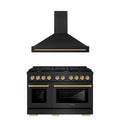 48 In. Gas Range and Range Hood in Black Stainless Steel Q418
