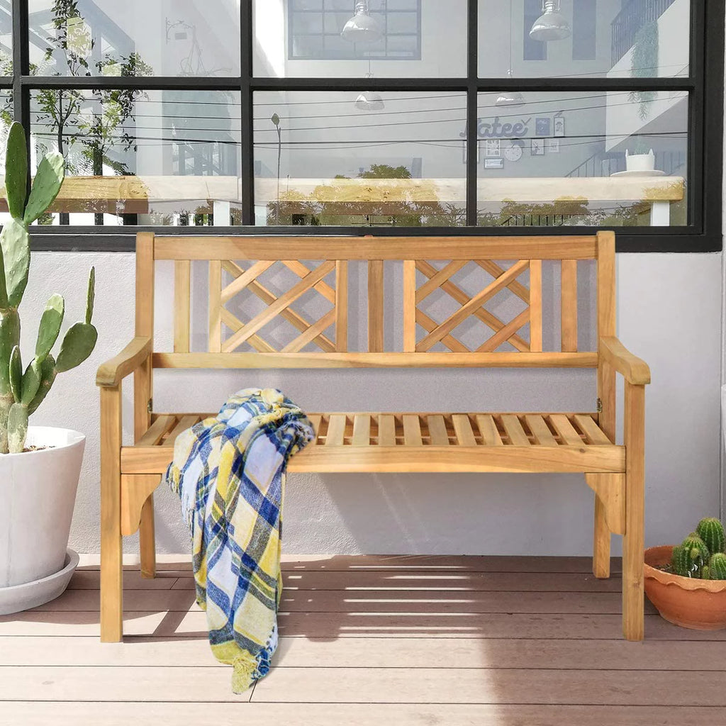 4 Ft Teak Acacia Wooden Patio Bench U34983