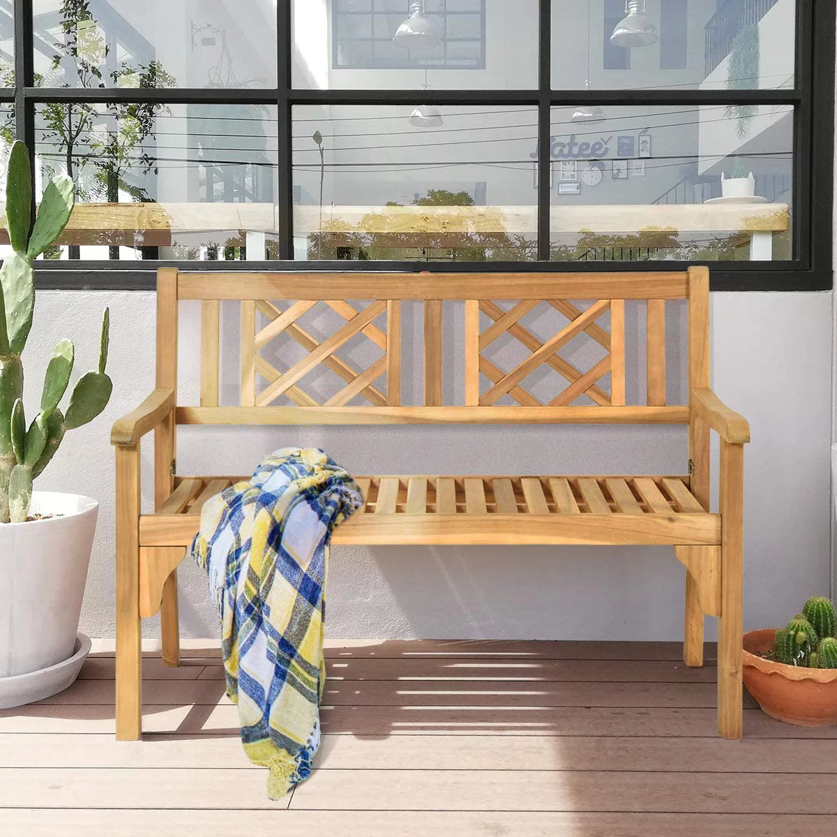 4 Ft Teak Acacia Wooden Patio Bench U34983