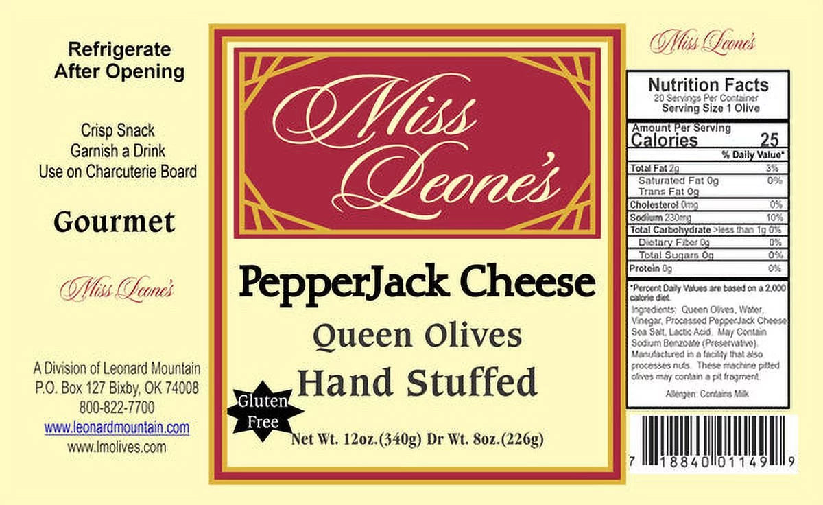 Pepper Jack Cheese Stuffed Queen Olives 12 oz 3 Count Q5443