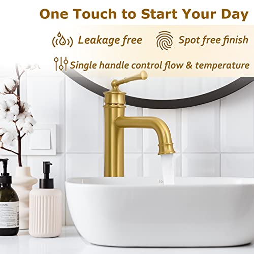 Polished Chrome Tall Single Handle Vessel Sink Faucet with Pop Up Drain B4411