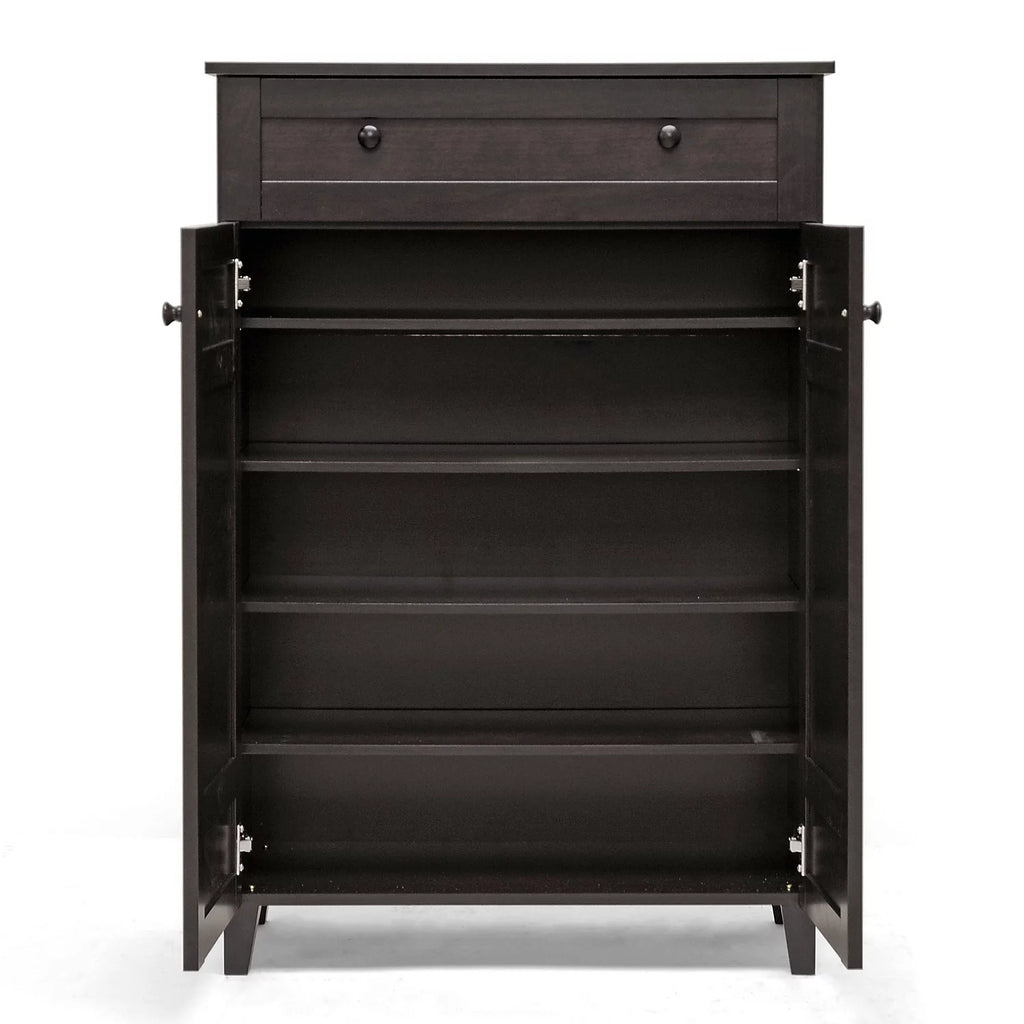 Dark Brown Wood Shoe Cabinet Q392566