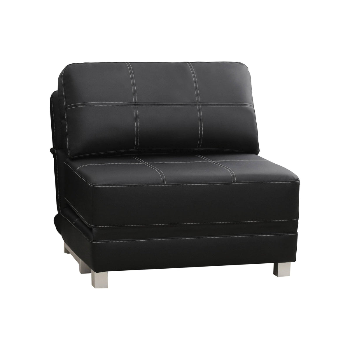 Black Faux Leather Convertible Futon Chair L7926