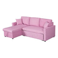 Pink Fabric Reversible Sleeper Sectional Sofa with Storage Chaise B666206