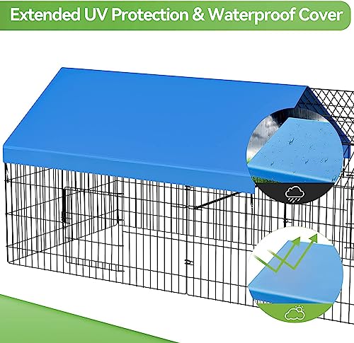 Metal Chicken Coop 130"×40"×39" with Cover T432782