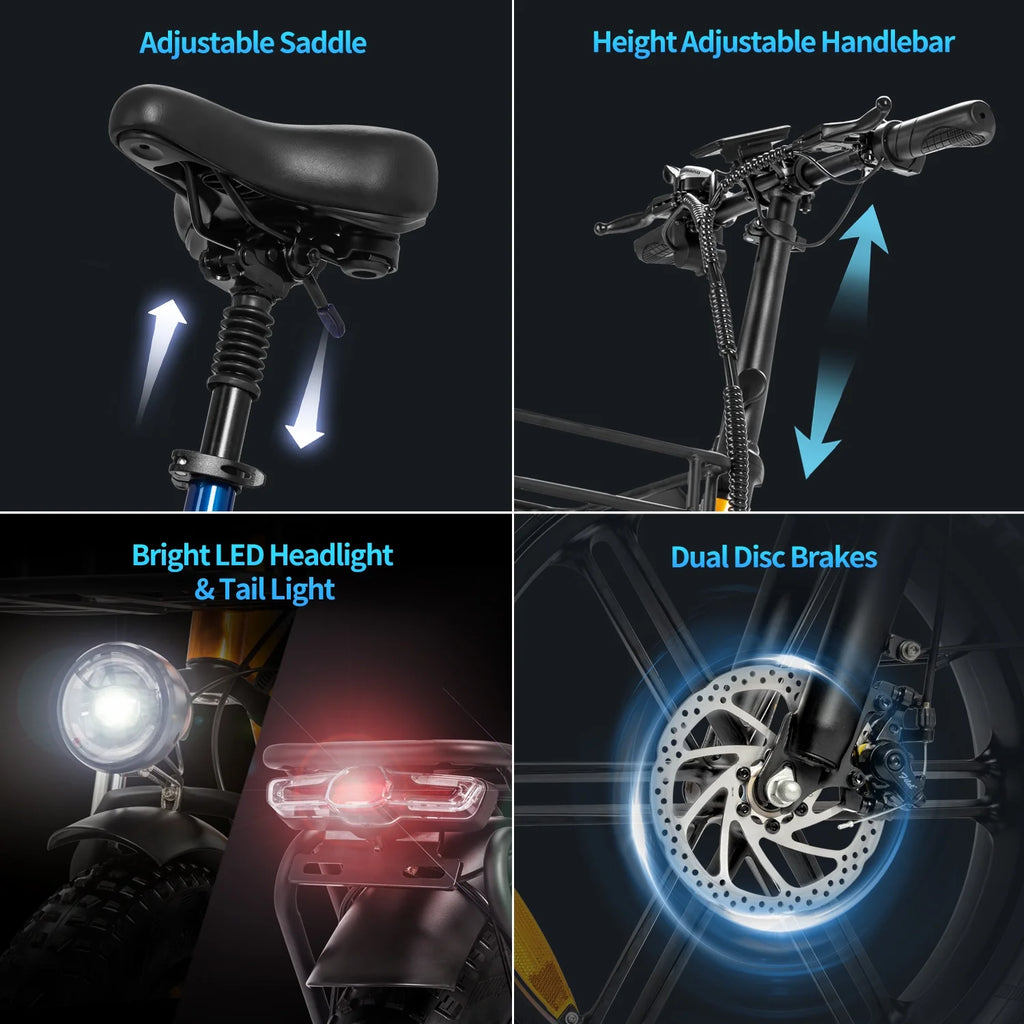 1000W 48V 15Ah Fat Tire Folding Electric Bike A692007