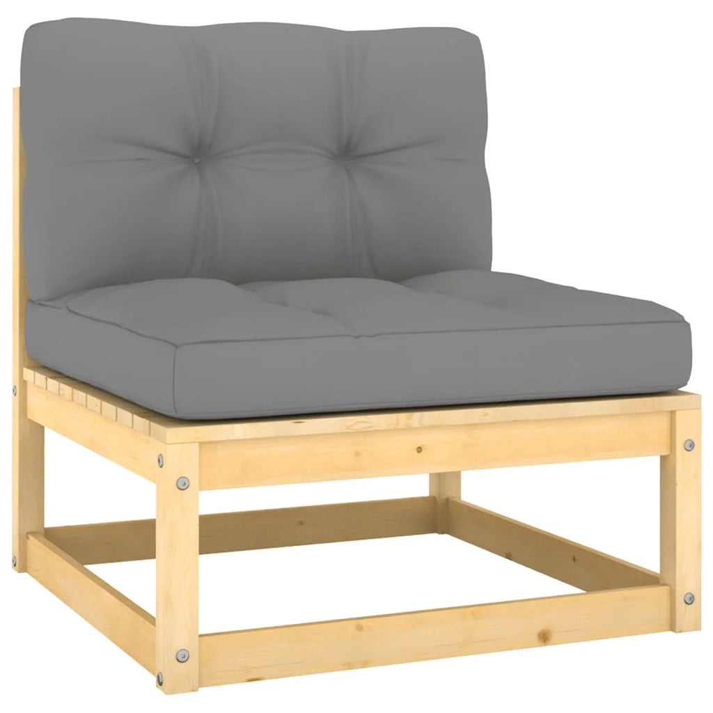 6 Piece Wooden Patio Lounge Set with Gray Cushion R1216