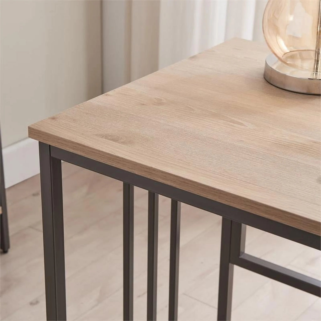 White Oak Gunmetal Slatted Desk Q646