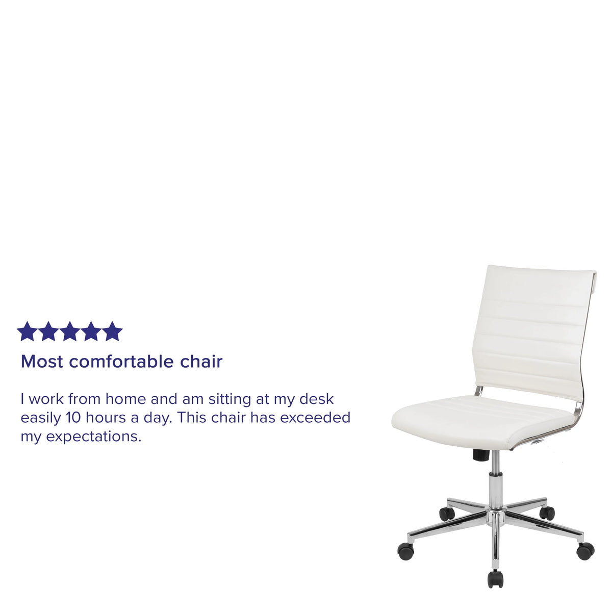 White Ergonomic Swivel Office Chair Faux Leather Mid-Back Armless Z823