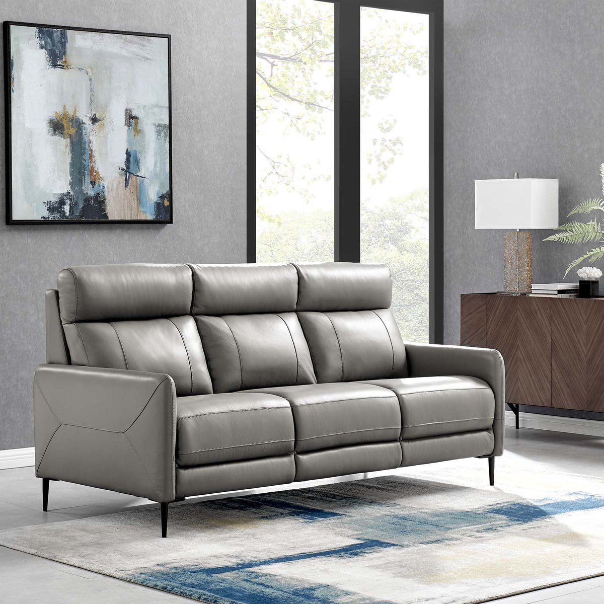 Grey Leather Sofa N162306