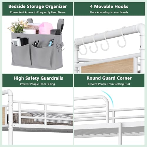 Twin Over Twin Metal Bunk Bed with Safety Guard Rails B72930