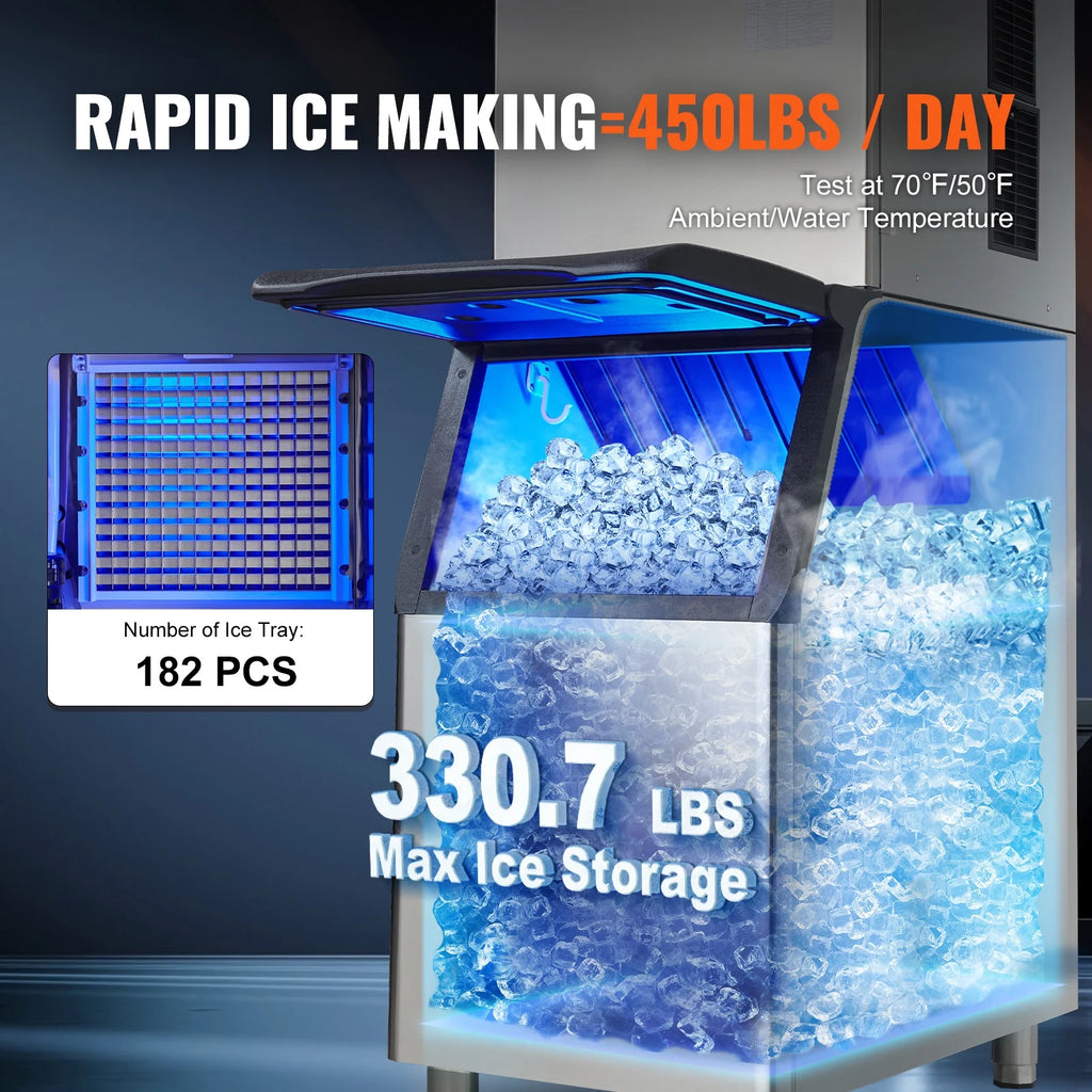 Commercial Ice Maker with Storage Bin Auto Self-Cleaning J51340