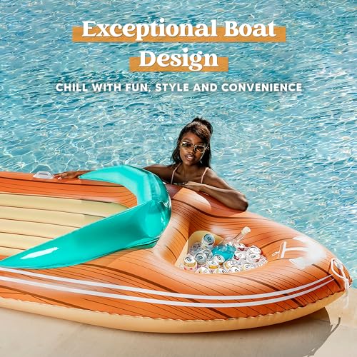 Inflatable Boat Pool Float with Cooler O13287