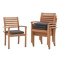Stackable Acacia Wood Patio Dining Chairs Set of 4 with Cushion H462083