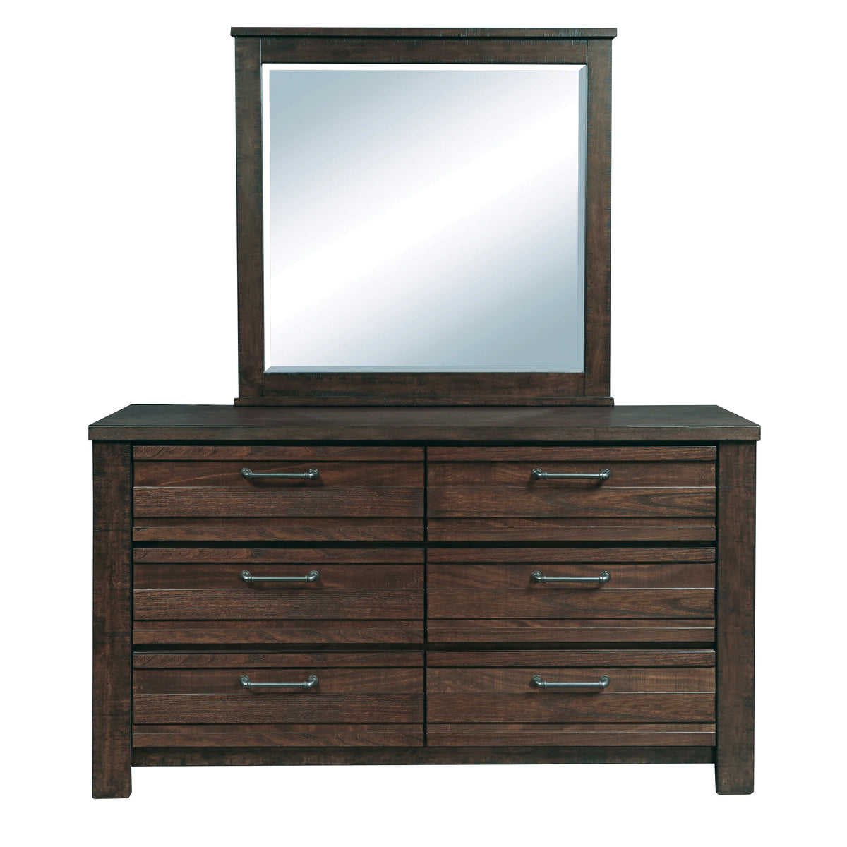 Espresso Wood Bedroom Set with King Bed Dresser Mirror Nightstand Chest N124782