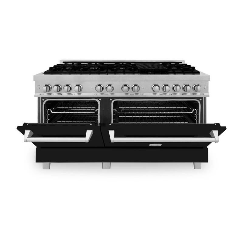 9 Burner Double Oven Dual Fuel Range with Black Matte Door L707