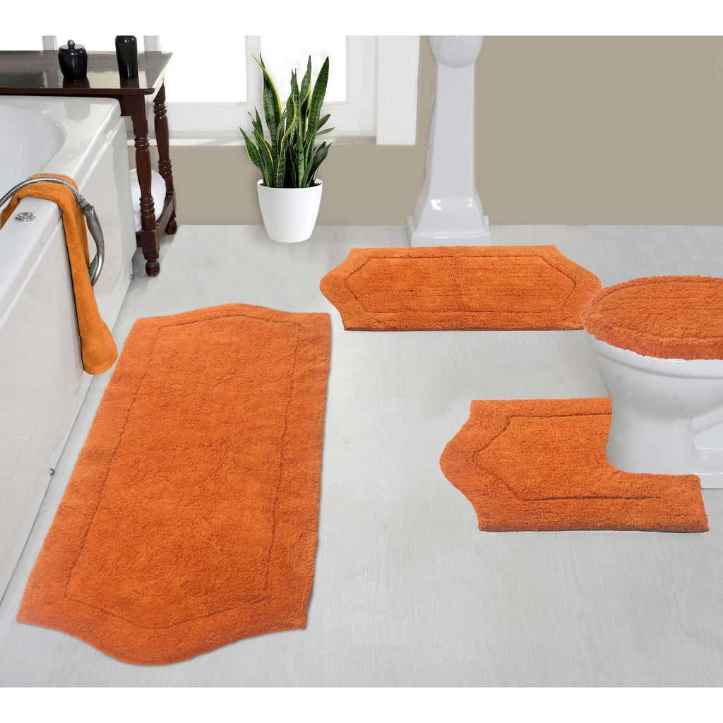 Absorbent Cotton Soft Bathroom Rug 4 Piece Set with Lid Cover U6097