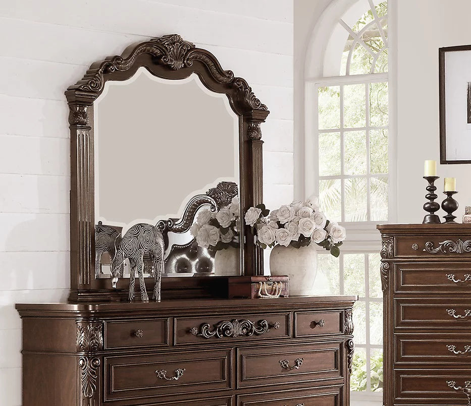 4pcs Eastern King Bed Dresser Mirror Nightstand R6626