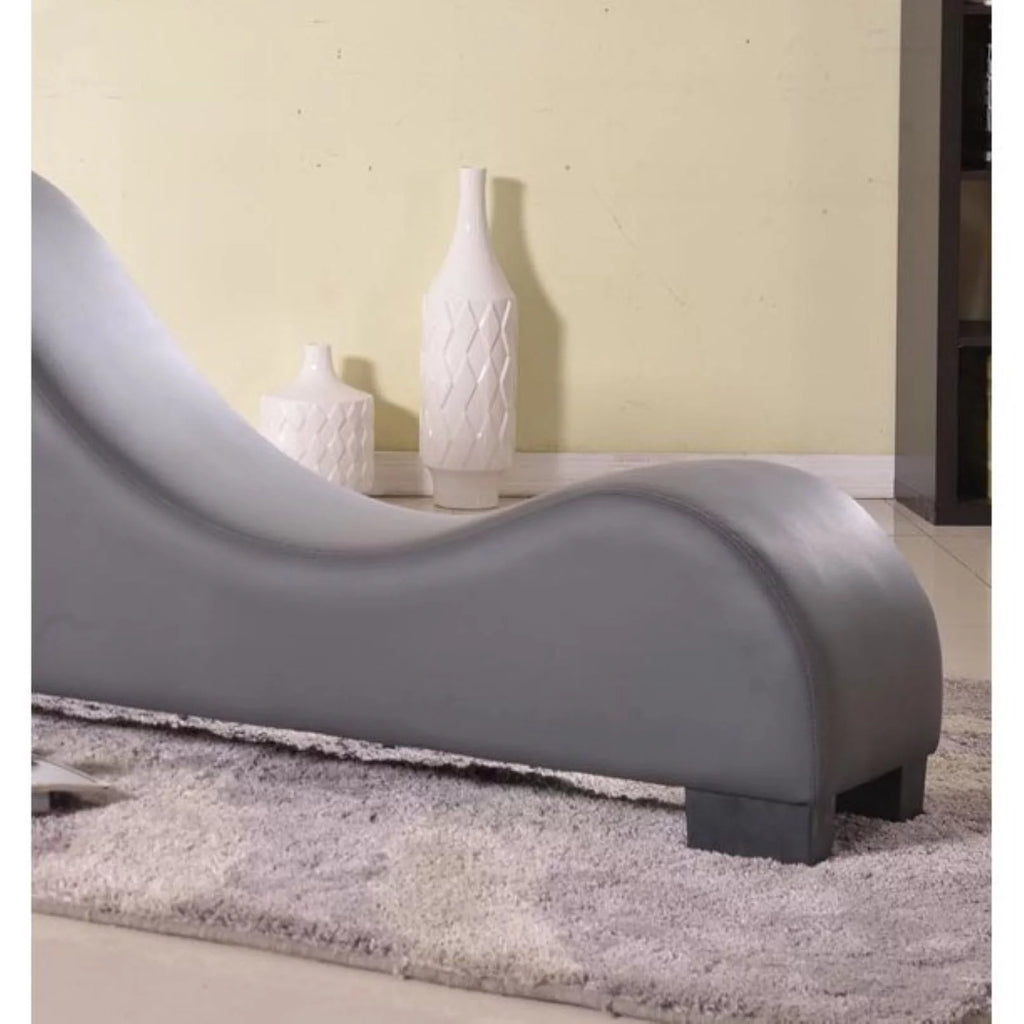 Gray Faux Leather Armless Chaise Lounge Q947