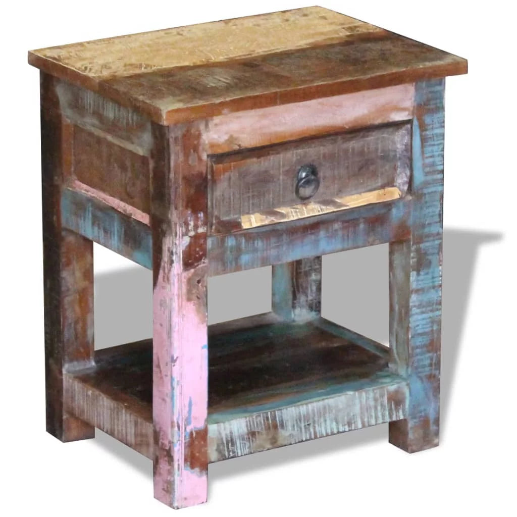 Solid Reclaimed Wood Side Table with 1 Drawer P743