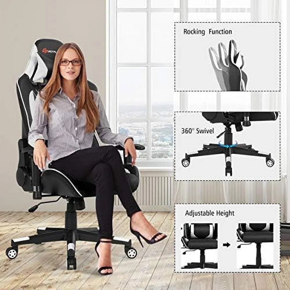 White Gaming Recliner Chair R7798
