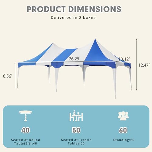 White 26x19ft Heavy Duty Canopy Tent with 8 Removable Sidewalls L32557
